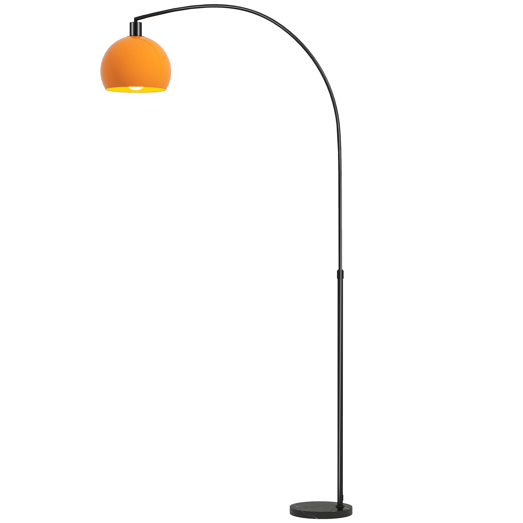 HOMCOM Arc Floor Lamp, Modern Standing Lamp with Marble Base, Black | Bell Shade & Foot Switch, Minimalist Tall Pole Lights for Living Room, Bedroom, Home Office