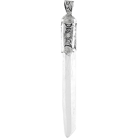 Capped Raw Quartz Crystal Point Pendant Necklaces with Quartz Caps