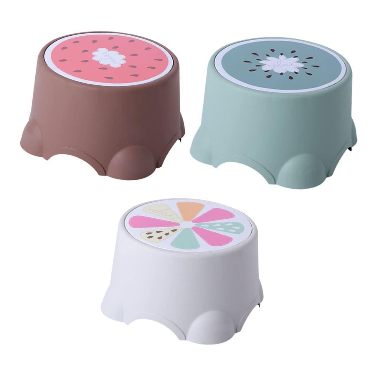 Escabeau 3 pièces pour cuisine et salle de bain avec assise antidérapante