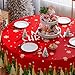 Siilues Christmas Tablecloth 70x70 Inch Round, Red Merry Christmas Trees Washable Table Cover Waterproof Seasonal Winter Scalloped Edge Dining Table Cloth Home Party Decor