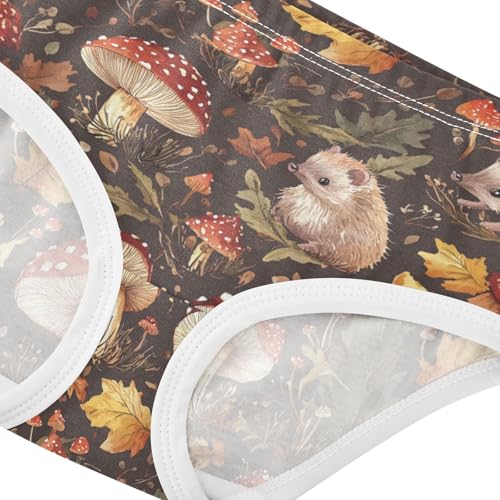ZZKKO Fall Mushrooms Hedgehogs Girls Underwear Toddler Panties for Girls Comfort Brief Size 8Y3