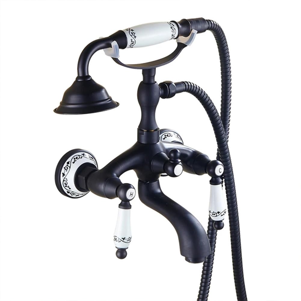 JYBNBBE Brass Wall MounteBath Shower Mixer Tap Faucet with Dual Handles HandhelShower and 1.5m HoseElegant Bathtub Accessory for Luxurious Bathrooms
