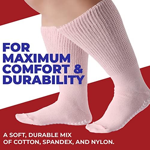 FORTIVO 2 Pairs Extra Wide Socks For Swollen Feet, Non-Slip Hospital and Diabetic Socks for Men and Women - Image 2
