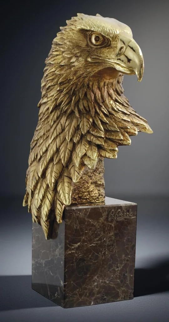 Gold Eagle Bust Head Art Stone Sculpture