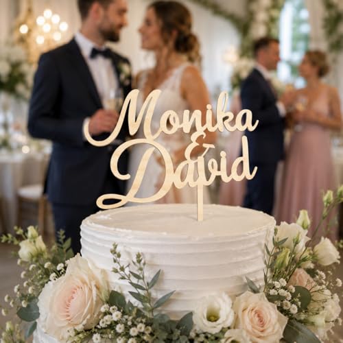 Pet-Jos Cake Topper na tort weselny, spersonalizowany drewniany tort weselny, spersonalizowana figurka na tort, topper, jubileusz, dekoracja na imprezę, wesele, cake Topper