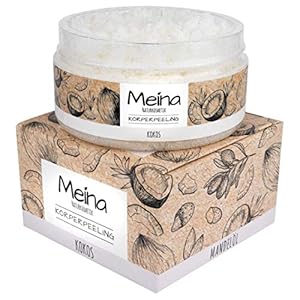 Meina Lichaamsspeeling met kokos, biologische peeling voor gezicht, lichaam en lippen, body scrub voor dames en heren (1 x 280 g)