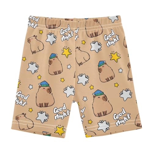 Funny Sleep Capybara Girls Shorts Elastic Waist Sports Shorts Girls Leggings Pants for 4-10 Years