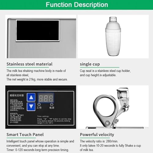 Máquina automática de cóctel con panel de control inteligente, temporizador de 0 a 120 segundos, ideal para café, jugo, batidos, fácil operación y uso versátil