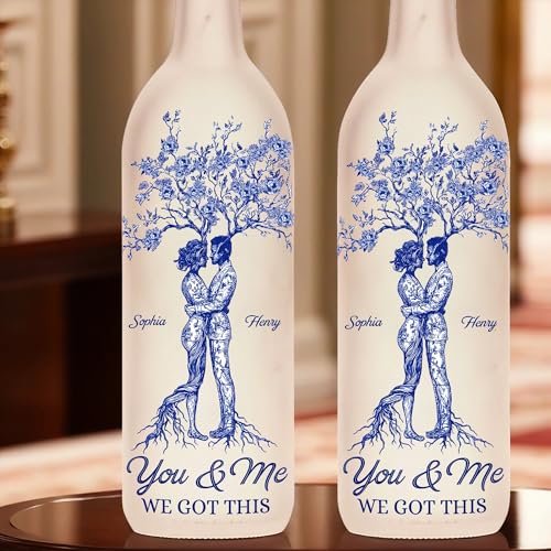 Image of Pawfect House Custom Bottle Lamp, Personalized Anniversary Wedding Gifts for Husband and Wife, Him and Her, Roots of Love Run Deep, Wife Gifts from Husband, Romantic Gift for Couple
