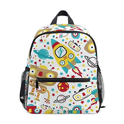 Mochila con diseño de cohetes de dibujos animados para niñas y niños