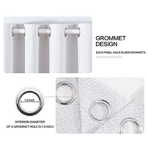 Image of MIULEE Linen Texture Curtains for Bedroom Solid 100% Blackout Thermal Insulated Grayish White Curtains Grommet Room Darkening Curtains /Drapes for Living Room 52x63 Inch (2 Panels)