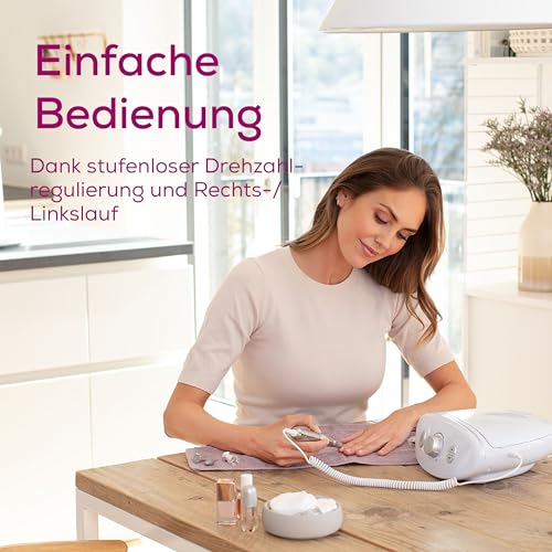 Beurer MP 100 elektrische Maniküre- und Pediküre-Profistation, 10 Aufsätze aus Saphir und Filz, Nagelstaub-Schutzkappe, bis 20.000 Umdrehungen pro Minute, 41-teiliges Set