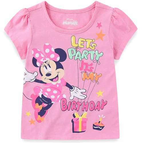 Image of Disney Minnie Mouse Birthday Girls Short Sleeve T-Shirt for Toddler to Big Kids