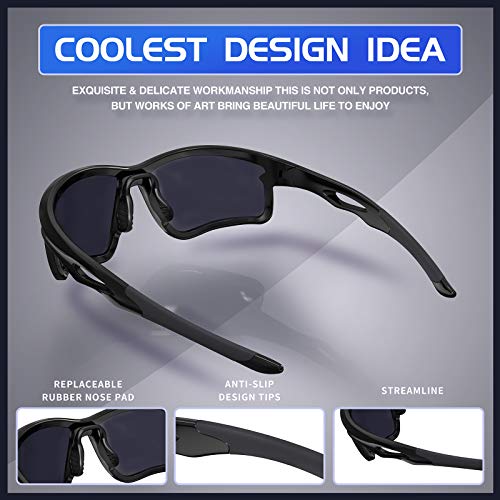 DEAFRAIN Polarized Sports Sunglasses for Men Women Idea for Cycling Running Baseball Fishing TR90 Unbreakable Frame4