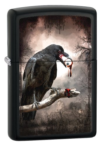 Zippo Goth-Raven Eyeball Lighter (Licorice, 5 1/2x 3 1/2-Cm)