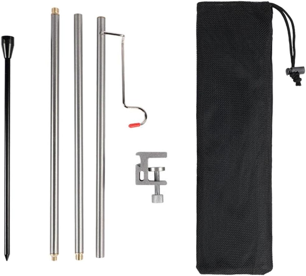 Portable Lantern Stand Pole for Camping & Fishing, Weight Aluminum Alloy, Easy Installation, Outdoor Travel Accessory - Gray
