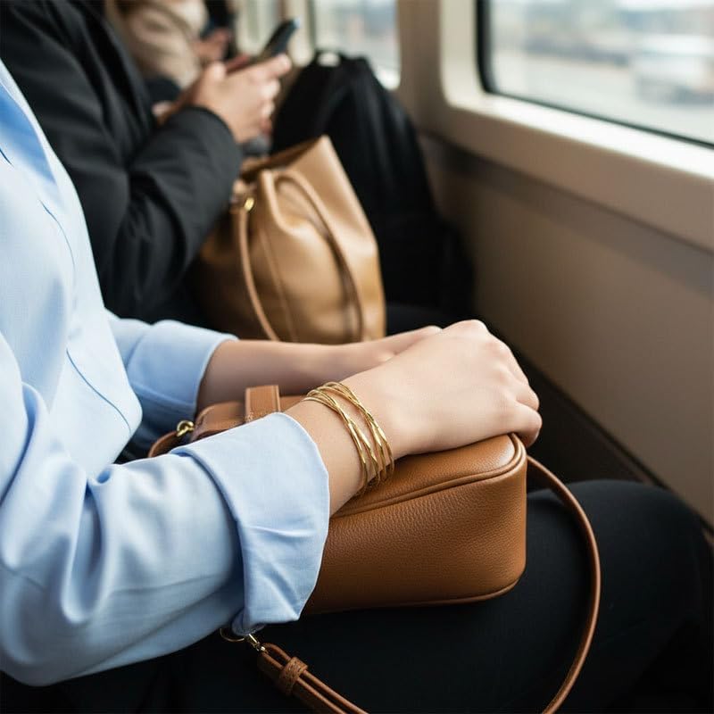 3PCS Gold Chunky Cuff Bracelets for Women Irregular Minimalist Statement Bangle Bracelets Set Open Wide Bangle Arm Cuff Daily Outfits Jewelry - Image 8