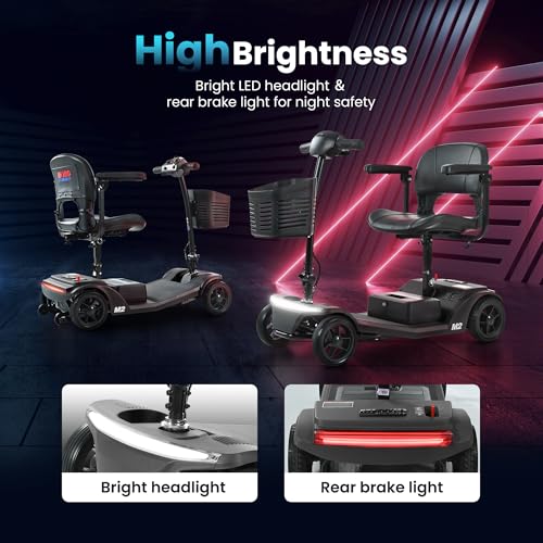 Image of Mobility Scooter for Adults and Seniors M2 Black, 15-20 Miles Long Range Electric Scooter, 260W Motor, 330 LBS Capacity, LED Headlight, Electromagnetic Brake, USB Port, Adjustable Tiller