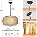 Rattan Farmhouse Chandelier Light Fixtures, 5-Lights Boho Large Pendant Light,Hand Woven Chandeliers for Dining Room with Fabric Shade,Rustic Chandeliers Hanging Light Fixtures for Kitchen Island