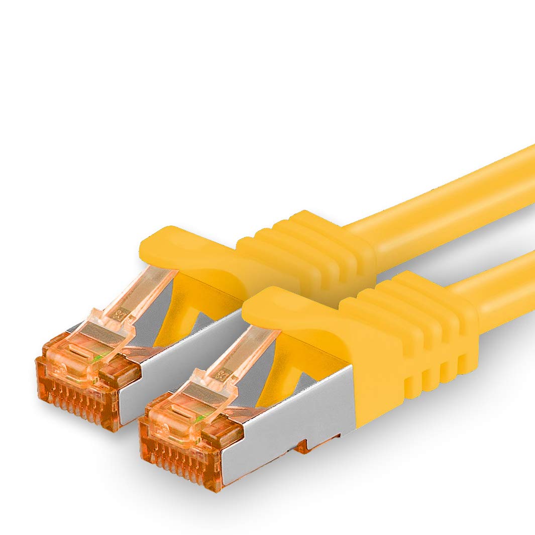1aTTack.de 25m - Cat.7 Netzwerkkabel Gelb - 1 Stück Gigabit Ethernet LAN Kabel 10000 Mbit s Patchkabel Cat7 Kabel S FTP PIMF Schirmung LSZH Cat.7 Rohkabel Rj45 Stecker Cat 6a - 1 x 25 Meter