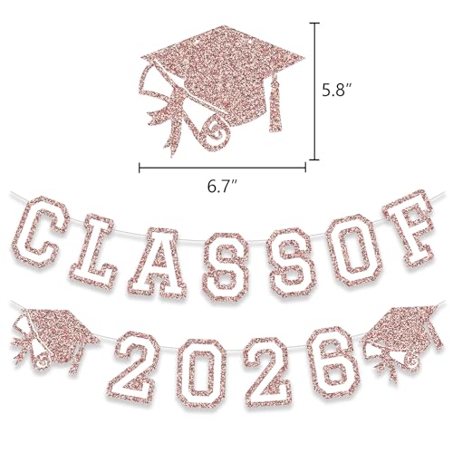 Image of Class of 2026 Graduation Banner University College Grad Garlands Decoration Party Supplies High School Colors Rose Gold