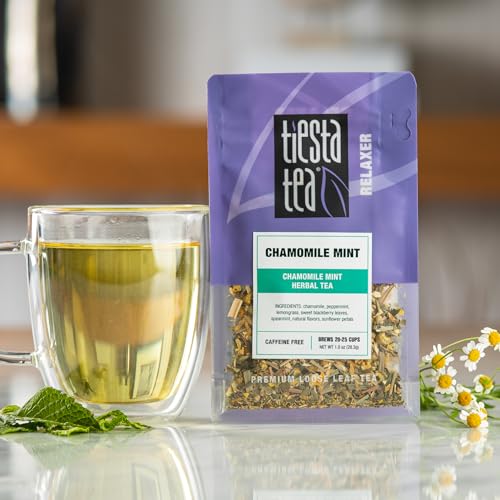 Image of Tiesta Tea - 4 Autumnal Tea Blends, Loose Leaf, Premium Blend, Non-Caffeinated, Make Hot or Iced, Pouch of Pumpkin Spice, Cozy Chai, Chamomile Mint, Meyer Lemon Zest, Pack of 4
