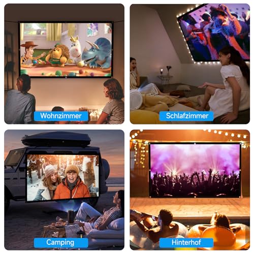 IN&VI Leinwand Beamer,16: 9 HD Projektor Leinwand,Tragbare Faltbar Anti-Falten Doppelseitige Beamer Leinwand Outdoor für Camping,Heimkino,Schule,Treffen (120 Zoll Format 16:9)
