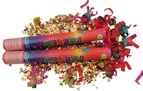 8x Konfettikanone Bunt 40 cm Party Popper Konfetti Shooter Kanonen Poppers Confetti Kanone