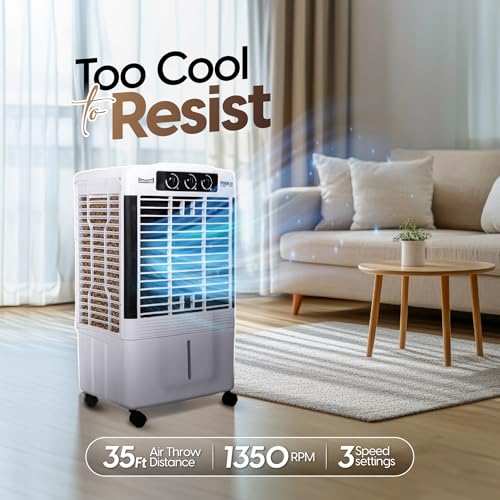 Image of SUMMERCOOL Nexia 65Ltr Desert Air Cooler for Home | High Speed Fan | 35ft powerful Air Throw | Desert Cooler | Inverter Compatible | HoneyComb | Collapsible Louvres| 1 year warranty | White