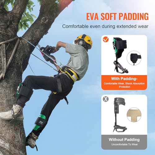 Image of VEVOR Tree Climbing Spikes, 1 Pair Height-Adjustable Climbing Spurs, 350lbs Load Capacity Tree Climbing Gear with Straps, Arborist Equipment for Climbers, Hunting, Fruit Picking