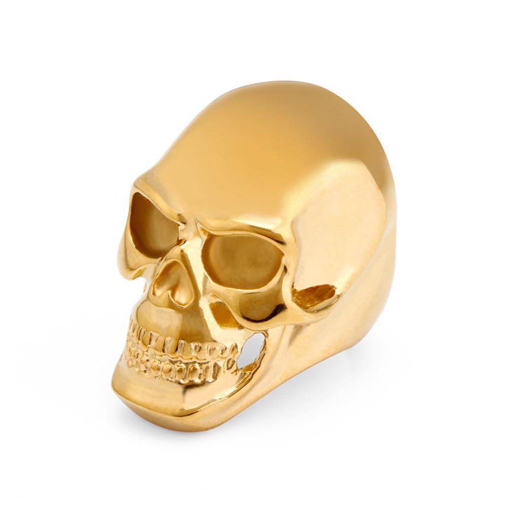 Via Mazzini Gold Plated No-Tarnish No-Fading Stainless Steel Rugged Skull Bikers Ring for Men and Boys (Ring0769) - US Size 9 (B0CB42MT42) Amazon Price History, Amazon Price Tracker
