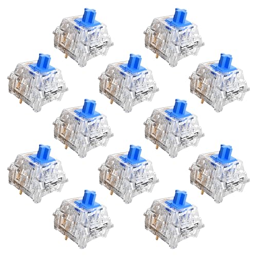 Image of Zhouwang Keyboard Clickers for 3D Prints,90 Pcs Crystal Blue Switches Kit | Pre-Lubred Hot-swap 3 Pin Switches,Responsive /MX Style /Crisp Click Sound for Mechanical Gaming Keyboard & 3D Printed Fidgets
