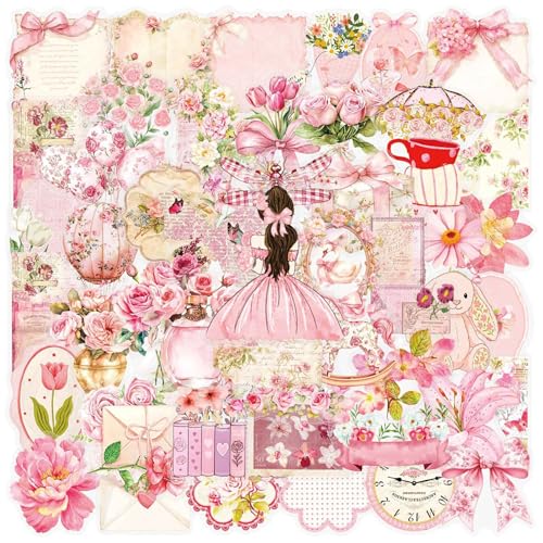 Image of Aesthetic Flowers Stickers Transparent Flora Scrapbook Stickers(P50) | Transparent & Waterproof Sticker for Scrapbook Journal Water Bottle Kindle, DIY Crafts, Party Supplies