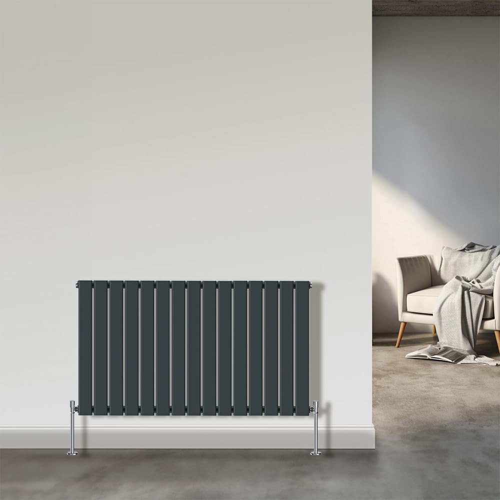 NRG Modern Horizontal Flat Panel Column Designer Radiator 600x1020mm Central Heating Anthracite Single