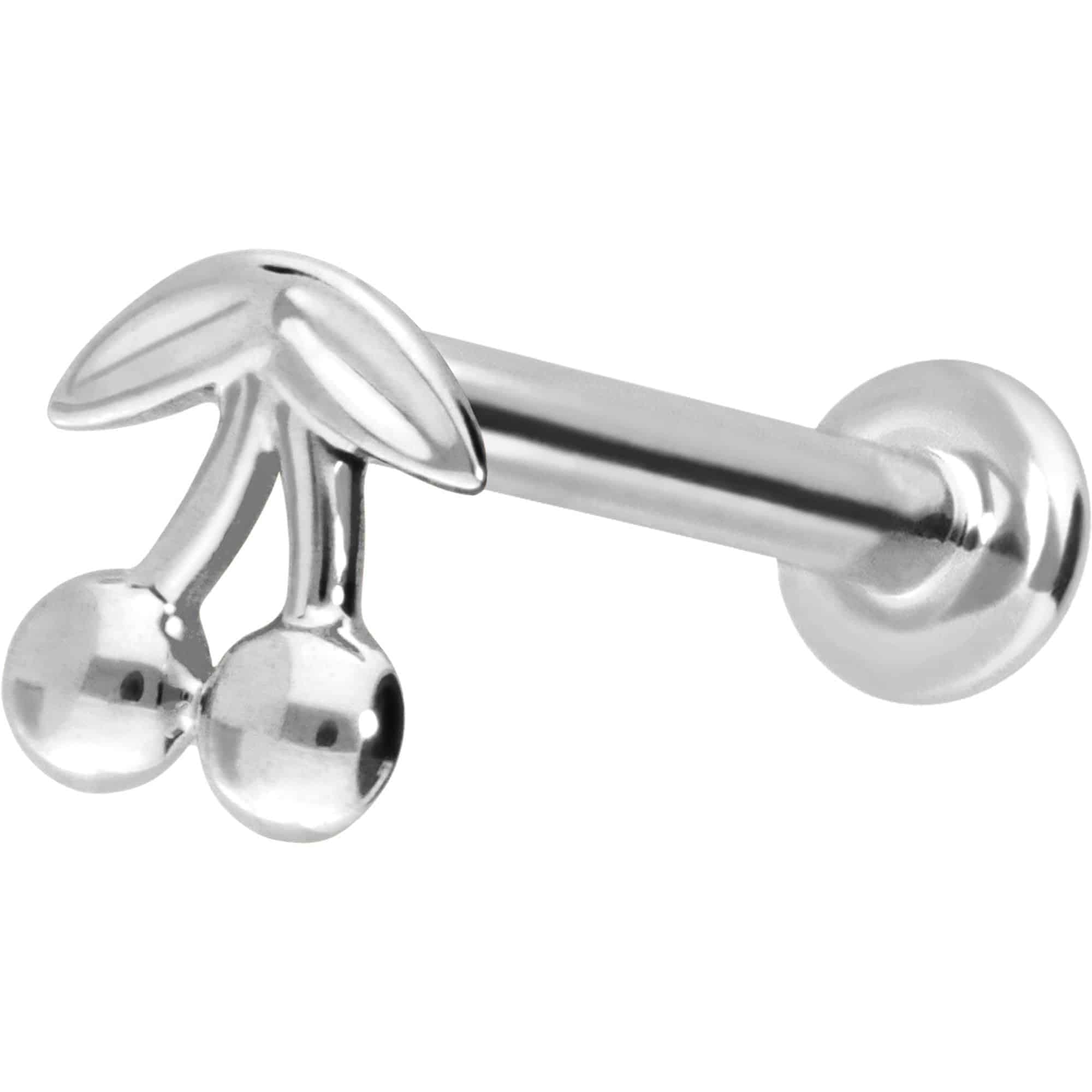 PIERCINGLINE Piercing Stecker 14 Gold Labret mit Push Fit KIRSCHEN 585er Gold - Roségoldfarben, Goldfarben, Silberfarben