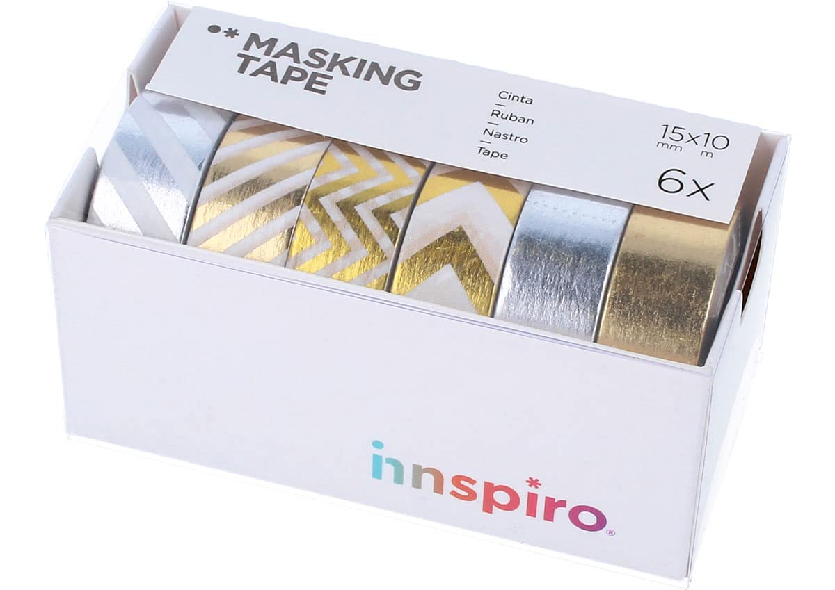 INNSPIRO Set of 6 Masking Tape Washi Foil Series Metal