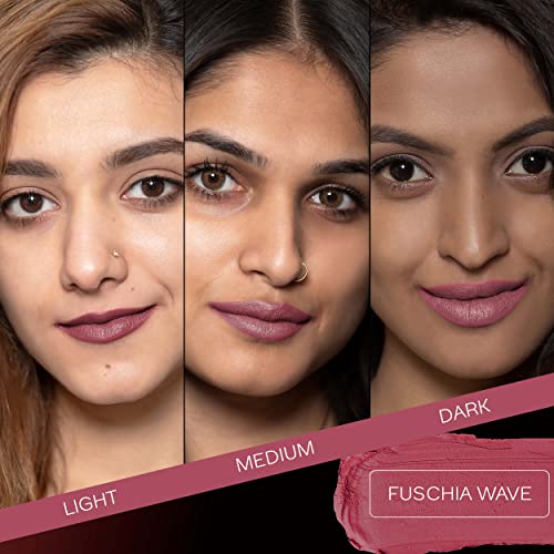 Image of Faces Canada Weightless Matte Lipstick, Enriched with Jojoba and Almond Oil, Highly pigmented, Smooth One Stroke weightless color, Keeps lips Moisturized, Pink Lip Color, Fuschia Wave , 4gm