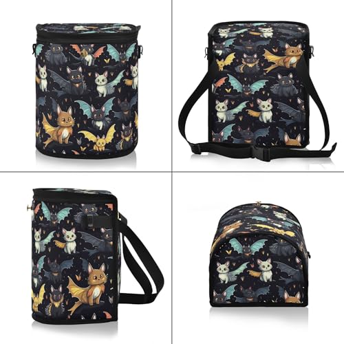 Image of MNSRUU Car Trash Can with Lid, Gothic Skull Cat Bat Car Trash Bag Hanging Organizers and Storage for Front Back Seat, Leak-Proof Trash Bin
