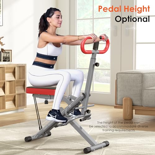 Image of SogesHome Squat Machines Rowing Machine for Home, Foldable & Full Body Exercise Workout Equipment with Adjustable Resistance Bands for Women, Row and Ride Squat Machine for Glutes and Abs, 330 LBS