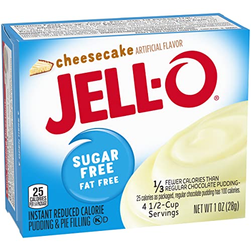 Image of Jell-O Zero Sugar Instant Pudding & Pie Filling Mix, Cheesecake Flavor, Reduced Calorie Dessert for Baking, Pies & No-Bake Recipes, 1 oz (Pack of 12)