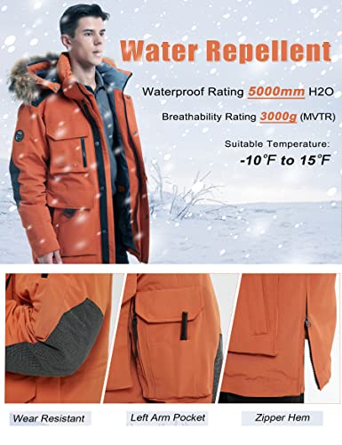 Image of HARD LAND Men's Down Parka Extreme Warm Winter Jacket With Real Fur Hood Short /Long