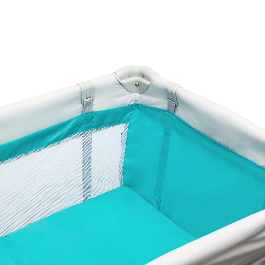 Baby Mix - Reisebett - Elefanten-Design - Hellblau - Faltbar & Leicht - Inklusive Rollen - Belüftungsgitter - Campingbett - Tragbar - Kompakt - Hängematte