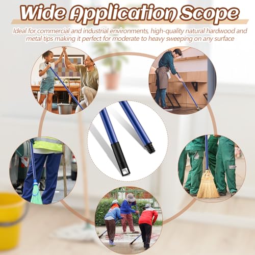 Image of Gisafai 46.5 Inch Broom Handle with Threaded Tip,Blue,20 Pcs