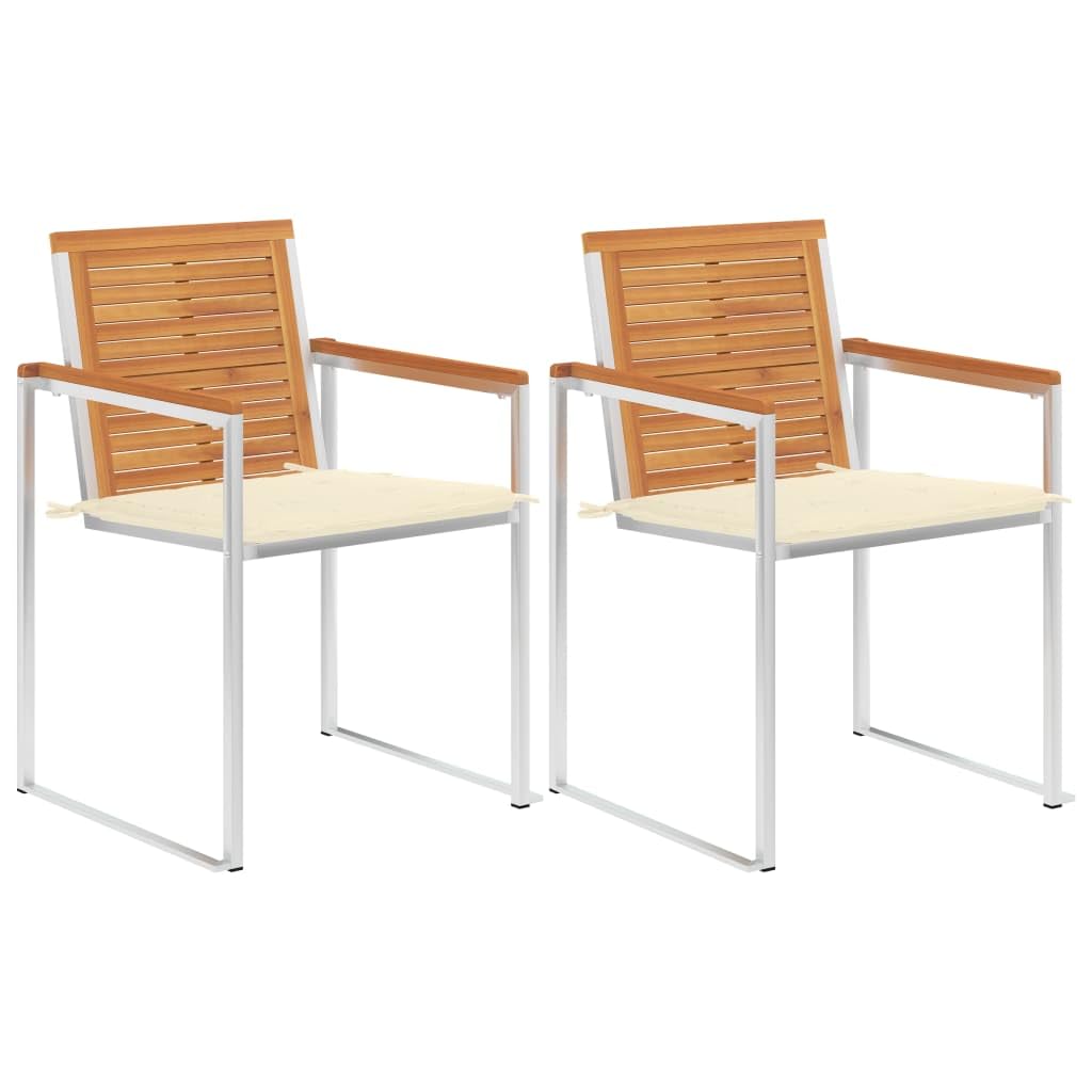 3061490 Sedie da Giardino 2 pz con Cuscini in Legno Acacia e Acciaio Testata in Legno,Testata Letto Matrimoniale Muebles Dormitorio Spalliera Letto Testiere per Letto Matrimoniale