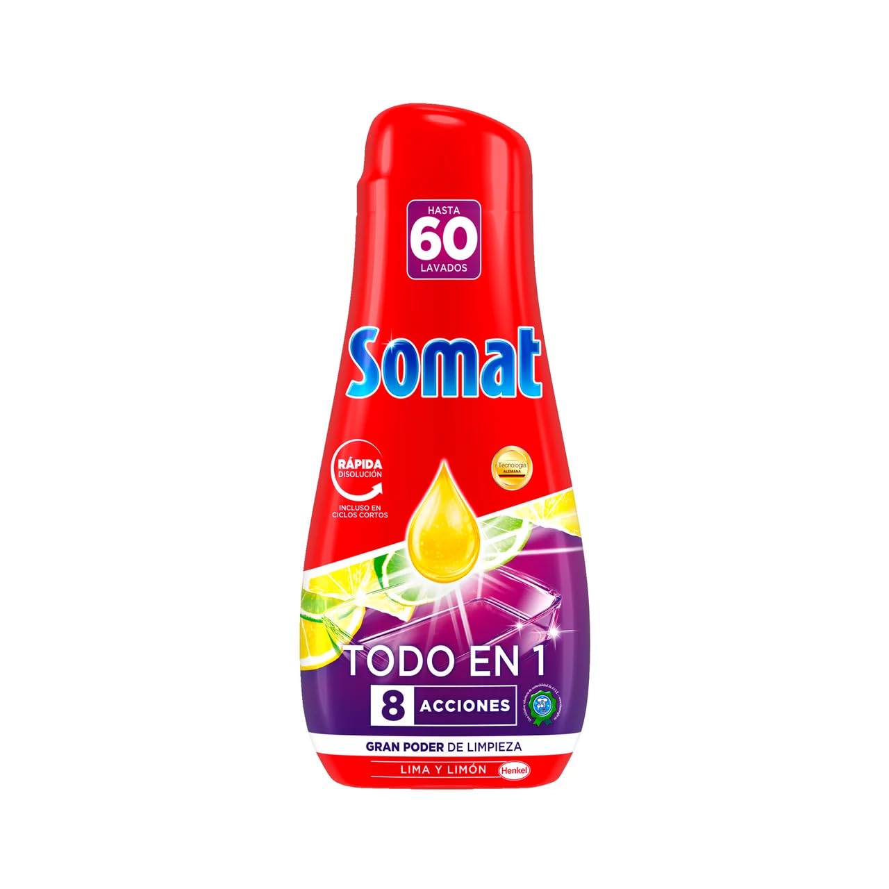 Detersivo per piatti in gel, tutto in 1 60 applicazioni, 1080 ml, confezione da 3