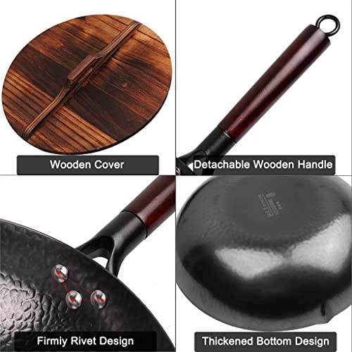 Wok de Acero Carbono 32cm con Tapa Fondo Plano miniatura 4