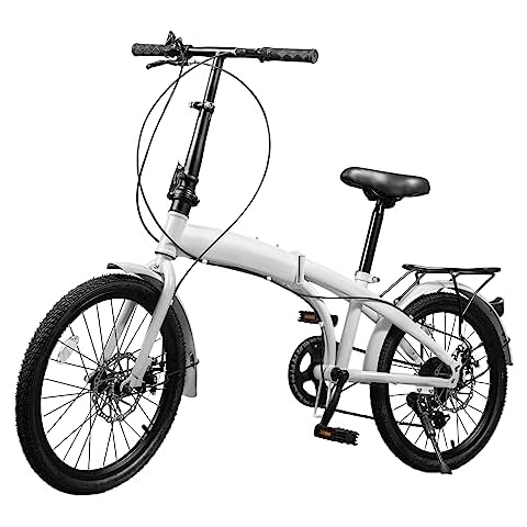 LIAPDG 20-Inch Folding Bike, Foldable Bike for Adults with 7 Speed Gears Easy Folding City Bicycle with Front and Rear Disc Brakes Front and Rear Fenders Adjustable Seat Height Curvature Frame Cover