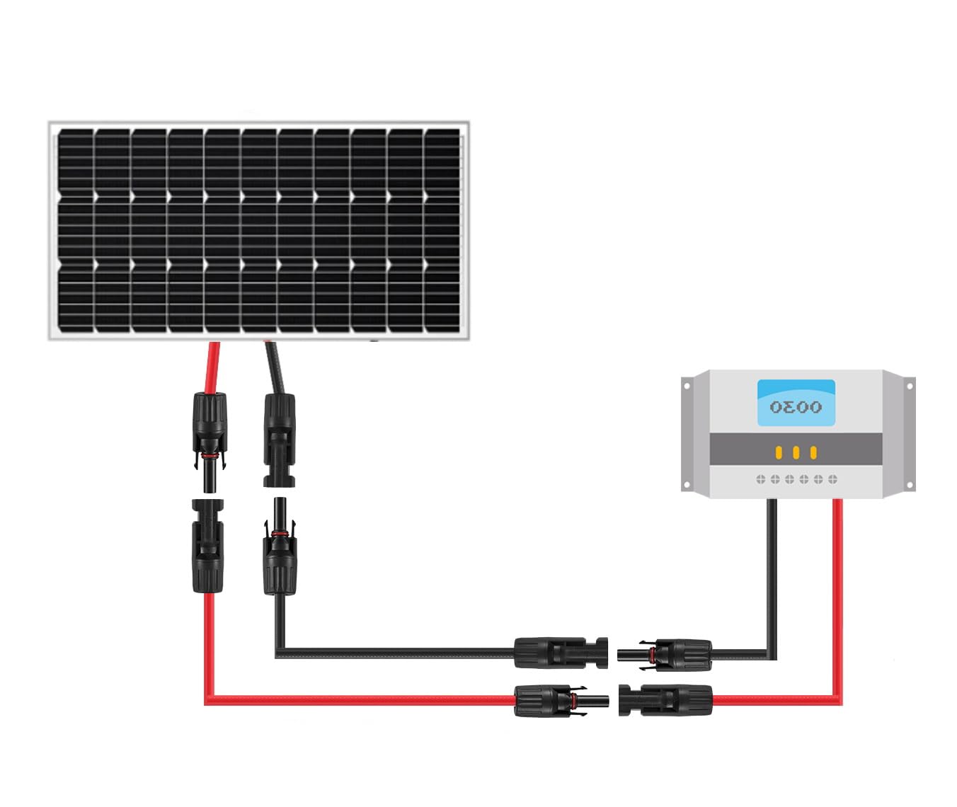 Cavo di prolunga solare con connettori femmina e maschio, 6 m, 10 AWG (rosso e nero)