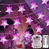 Abkshine 25Ft 50 LED Battery Operated Star String Lights with Remote, Waterproof Outdoor Indoor Twin