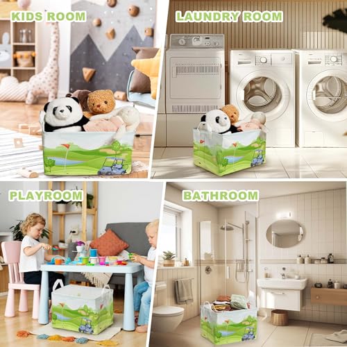 Image of Golf Baby Shower Decorations,Golf Storage Baskets,Golf Nursery Decor,Ball Basket For Gift,Large Square Canvas Laundry Hamper With A Waterproof PE Coating,Foldable Kids Toy Clothes Bins for Bedroom